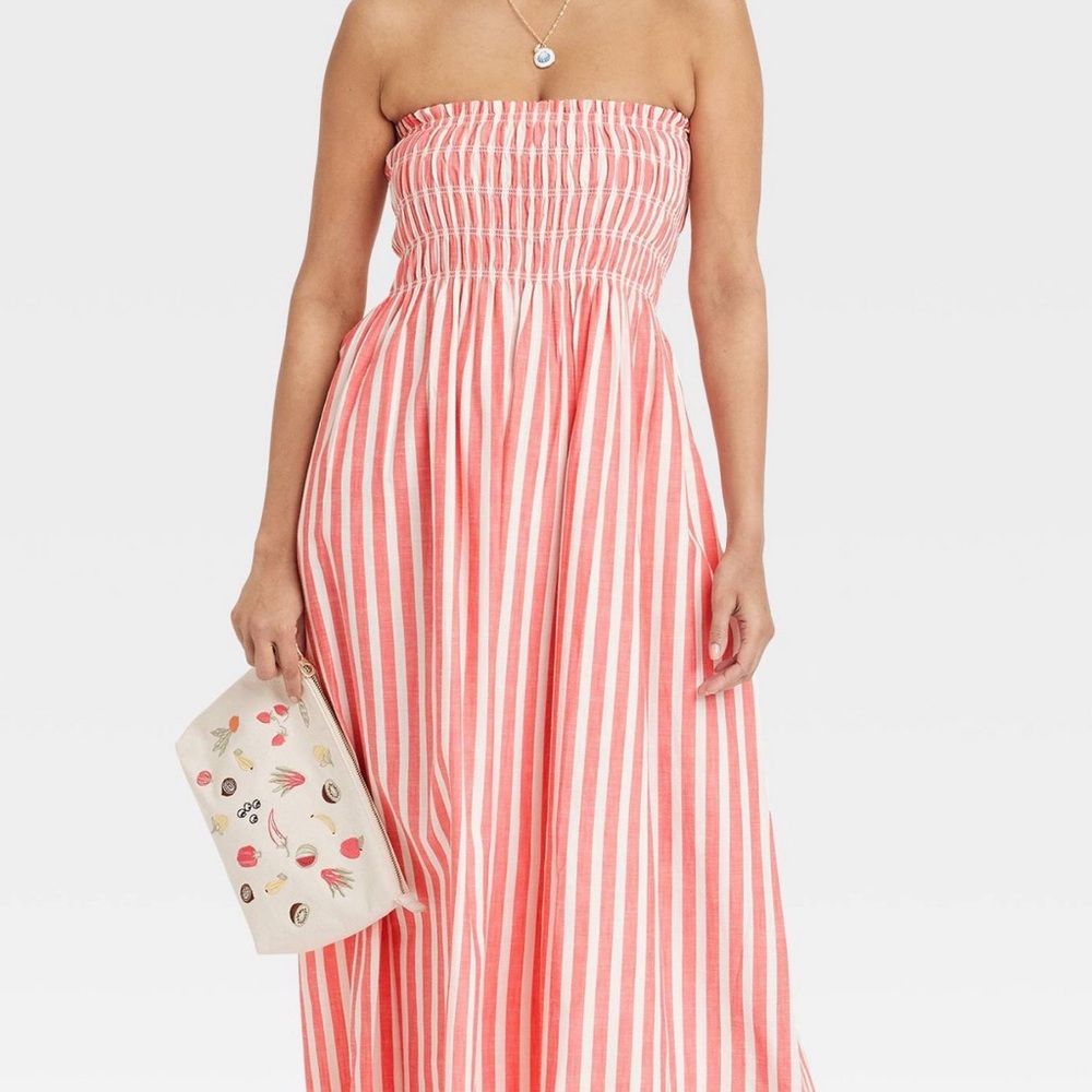 Universal Thread Pink and White Strapless Sundress